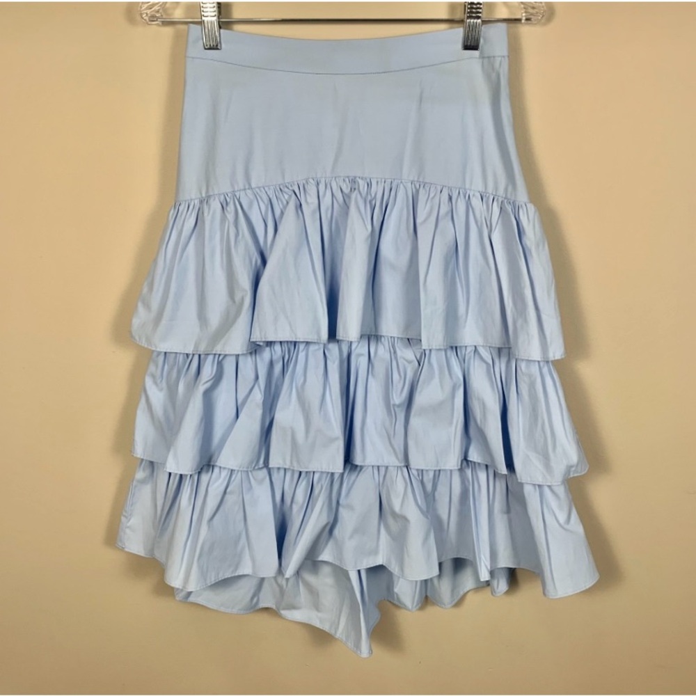 Seed Heritage Ruffle Tiered Midi Skirt Pastel Blue